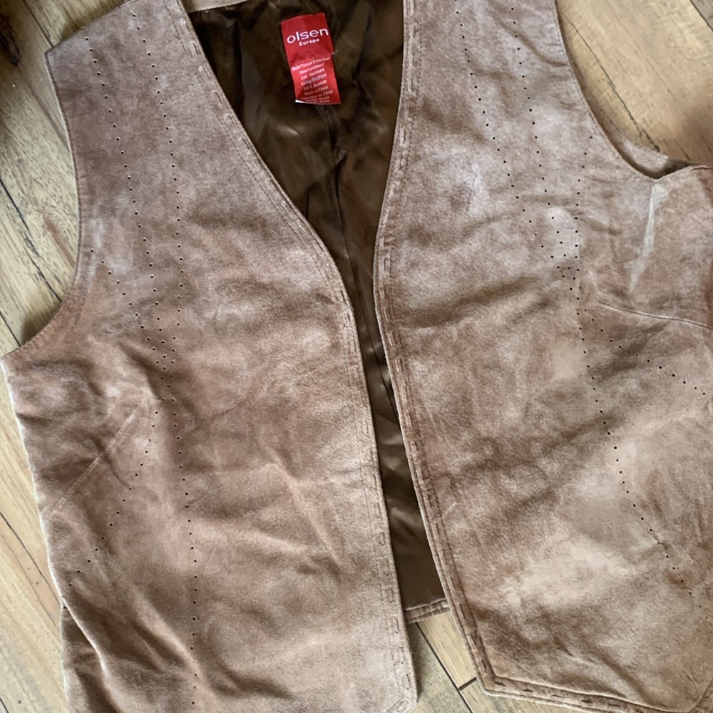 Brown Leather suede vest size 12